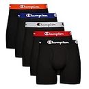 Champion Men Men's Cotton Stretch Boxer Briefs, 3 and 5 Packs Available, Black - 5 Pack, Medium