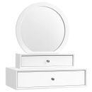 Wall Mounted Vanity Desk Mirror Dressing Makeup Table w/2 Drawers Bedroom White