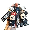 AGC Mic-Key Min-nie Mouse Couple Keychain Wearing Cute Dress Lucky Bag Ornament Key Chains Car Pendant 3D Silicone Key Chains (Pack of-2 Pc)