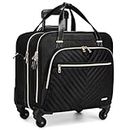 BAVERGE Rolling Laptop Bag Women with Spinner Wheels, Rolling 15.6” Computer Briefcase Overnight Duffle bag for Women Carry on Travel Work Business, Black, Laptop Bag