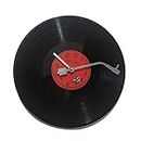 MOOSETOEG4Vintage Wall Clock Quartz Round CD Black Vinyl Record Clock Decor Red