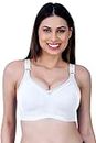 MAP DEAL Women Molded Cups Full Coverage Non-Padded Bra, Non Wired Cotton Blend Everyday Bra(Cup Size-C, White 36)