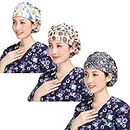 Unisex Adjustable Scrub Cap Sweatband Bouffant Hat Women Men Cute Pattern Beauty Personal Care (3PCS#6, One Size)