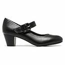 Grosby Isli Black Closed Toe Womens Work Casual Ladies Mary Jane Wide Shoes 9 Wide Heels