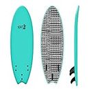 Rock-It 6' Albert Performance Fish Soft Top Surfboard, Innovative Design for Kids and Adults (Teal)