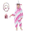 Linke - Pyjama licorne en peluche douce pour filles avec bracelet et collier colorés, Galaxy Licorne, 3-4 ans