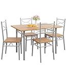 CASARIA® Conjunto Mesa y 4 sillas Paul Muebles de Cocina Comedor Haya Mesa MDF Resistente 110x70cm