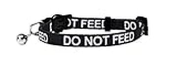 LARRYROO Cat Collar With DO NOT FEED Print - Soft Nylon & Safety Release Buckle (Black)