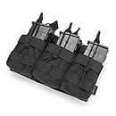 ProCase Open-Top Triple Stacker Mag Pouch, Tactical Magazine Pouch with Bungee Straps for Magazines -Black