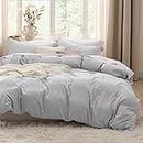 Bedsure Light Grey Twin Duvet Cover Set - Soft Prewashed Duvet Cover Twin Size, 2 Pieces, 1 Duvet Cover 68x90 Inches with Zipper Closure and 1 Pillow Sham, Comforter Not Included