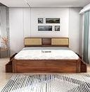 TG Furniture Solid Sheesham Wood King Size Bed with Drawer Storage for Living Room Bedroom Home Wooden King Size Bed Cot Palang (Natural Finish) | 1 Year Warranty