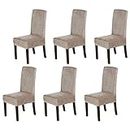 ZLXW Dining Room Chair Covers Set of 2/4/6, Stretch Velvet Removable Dining Chair Protector Decoration Cover Seat Slipcovers for Hotel, Banquet, Kitchen, Restaurant, Home Decoration (Taupe,6 PCS)