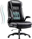 Hbada Ergonomic Executive Office Chair, High-Back PU Leather Swivel Desk Chair, Extra Padded Armrest Large Seat, Adjustable Height Computer Chair, Black