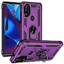 Moto G Pure Case, Moto G Power 2022 Case with Screen Protector, PUSHIMEI [Military Grade 16ft. Drop Tested] Magnetic Ring Holder Kickstand Protective Phone Case for Motorola Moto G Pure 2021, Purple