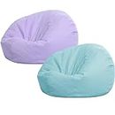 Sliner 2 Pcs Stuffed Storage Bean Bag Chair Cover for Kids Adults (no Filler) Large Stuffable Zipper Beanbag Cover Bean Bag Chairs Cover for Organizing Plush Toys or Memory Foam(Green and Purple)