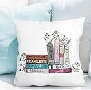 CRAFT MANIACS Taylor Swift Stack of Books Art 16 * 16 Pillow with Cover | UBER Cool Merch for SWIFTIES