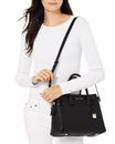 Michael Kors Mercer Black Medium Leather Belted Satchel Bag OR Bag + Wallet SET 