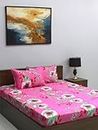 Bombay Dyeing Vista 110 GSM Microfiber Pink Floral Double Bedsheet with 2 Pillow Covers