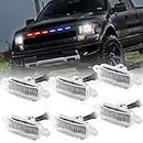 Sidaqi 6 LED 18W Red&Blue Car Front Grille Warning Lights Amber Daytime Running Lights DRL Front Bumper Cover Lamp Fit for SUV Ford F-150 Raptor 2014-2020 Waterproof