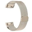 Tobfit Watch Strap Compatible with Fitbit Charge 5 (Watch Not Included), Stainless Steel Chain Strap with Magnetic Buckle Compatible for Men & Women (Vintage Gold)