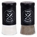 Salt and Pepper Shakers Pots Set Glass Dispensers Storage Cruet Jars Retro x2