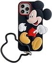 Ultra Thick Soft Silicone Case with Head Shaped Ring Strap for Apple iPhone 7 8 6 6S Plus 5.5 Mickey Mouse Black Color Disney Cartoon Anime Super Cute Lovely Adorable Fun Kids Girls Unisex