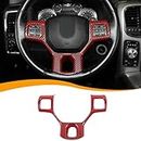 Hoolcar Interior Steering Wheel Cover ABS Trim for 2010-2017 Dodge RAM 1500 2500 3500 Accessories, Red Carbon Fiber