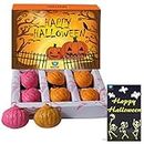 BOGATCHI Halloween Gifts, Premium Chocolate Candy Box, Pumpkin Shape Chocolates --- Mango, Strawberry and Orange Flavors, 6 Pieces, Free Halloween Greeting Card