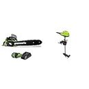 Greenworks 40V 14-inch Cordless Brushless Chainsaw, 2.0 Ah Battery and Charger Included 2000600 & Green Works 40V 32lbs Trolling Motor, Tool Only, TMF301