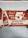 Vintage Paper Advertising Store Sign "Oscar's Birch Beer " soft drink.