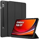EasyAcc Custodia Cover Compatibile con Samsung Galaxy Tab S9 FE/S9 2023 11 Pollici con Cover Leggero Supporto in Pelle PU Case,SM-X710 (Wi-Fi)/SM-X716B (5G Global)/SM-X718U,Nero