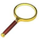 XELYTON Double Glass 3X High Power Antique Handheld Magnifier Magnifying Glass for Reading, Soldering, jewelries, maps, Great for Gifting (3X, 80MM, Gold + Red) (Antique Handheld Magnifier)