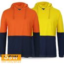 HI VIS Long Rib Sleeves Cuff Cotton Casual Tee with Hood Classic Fit 6HCTL