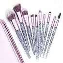 Makeup Brushes with Cosmetic Case ENZO KEN 10 Pcs Synthetic Foundation Powder Concealers Eye Shadows Makeup Brush Sets
