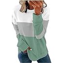 Lightning Deals of The Day Long Sleeve Sweatshirts for Women Trendy Girls 2023 Casual Crewneck Cute Pullover Stripe Print Blouses Fall Relaxed Fit Tops Green