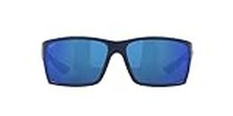 Costa Del Mar Men's Reefton Polarized Rectangular Sunglasses, Matte Dark Blue/Blue Mirrored Polarized-580P, 64 mm