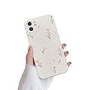 Ownest Compatible for iPhone 11 Case,Cute Daisy Flower Pattern Design Silicone Vintage Floral for Women Girls Soft TPU Anti-Scratch Protective Cases for iPhone 11-White