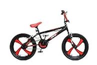 XN BMX 20" 4 Spoke MAG Wheel Freestyle Bike Gyro Stunt Pegs Kids Boys Girls (Black/Red)