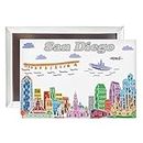 San Diego California Skyline Artwork Fridge Magnet by Beary Blu, Designed in The USA Collectible Souvenir Gift 2.5" x 3.5" (San Diego)