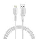 LAX Gadgets LGHTCBLMFI6FT-SLV iPhone Charger Lightning Cable-MFi Certified Durable Braided Apple Lightning USB Cord for iPhone, Silver, 6 Feet