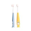 THE LITTLE LOOKERS Baby Toothbrush I Supersoft Bristles & Section Cup Base Tooth Brush for Kids/Babies/Toddlers - Blue & Yellow (Pack of 2)
