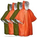 FosPower Waterproof Rain Poncho [4 Pack] [Retains 90% Body Heat] Reusable Lightweight Weather Resistant Raincoat with Hood for Camping, Hiking, Outdoors