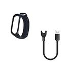 BKN® Army Camouflage Strap and USB Charger Combo Pack Compatible with Mi Band 3 & Band 4 (Army Grey & Charger)