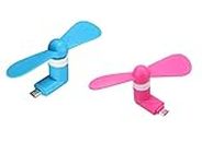 saleshop365® Mini Portable Electric Micro USB Port OTG USB Mobile Phone Fan for All Android Smartphones 2 pcs Assorted Colours - Beat the Heat with your mobile anywhere