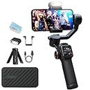 Hohem iSteady M6 Kit Gimbal Stabilizer for Smartphone 3-Axis with Magnetic Fill Light AI Vision Sensor for iPhone Android with 0.91-inch OLED Display Max Payload 400g,Ideal for YouTube vlog TikTok