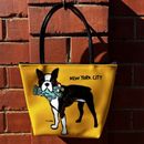 Marc Tetro New York City Boston Terrier Yellow Mini Tote Bag Handbag Small