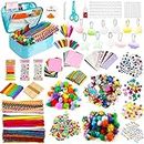 Sundaymot Arts and Crafts Supplies for Kids, 2000+Pcs Craft Kits for Kids, DIY School Craft Project, Bulk Craft Set, Includes Art Supplies and Oxford Cloth Bag, Arts and Crafts for Kids Ages 6+