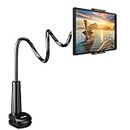 Gooseneck Tablet Holder Stand for Bed: Tryone Adjustable Flexible Arm Tablets Mount Clamp on Table Compatible with iPad Air Mini | Galaxy Tabs | Kindle Fire | Switch or Other 4.7-10.5" Devices(Black)