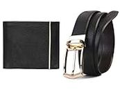 LOUIS STITCH Men's Luxury Combo Wallet and Belt for Men Genuine Leather Belt and Wallet Combo for Men (Black Brown) (LS-HSBL-SHGD34)