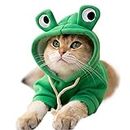 Richcatty Hoodies Funny Costume for Cat and Puppy Cute Frog Cosplay Clothes for Pets Soft Knitwear (Green Frog, XS Pet Weight:1~3.3 Lbs)